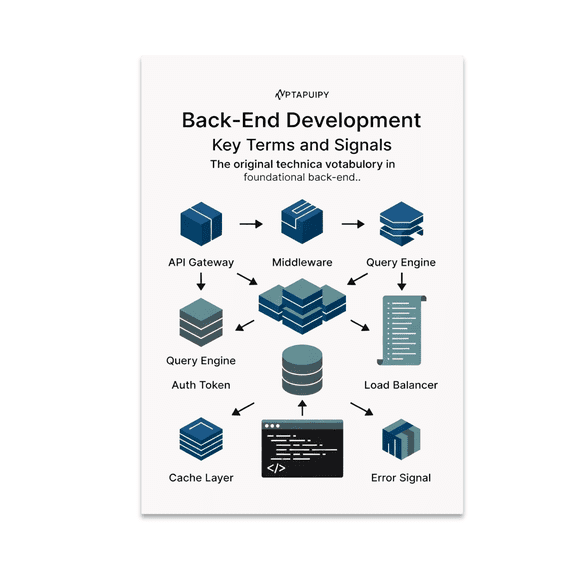 Back-End Development Key Terms and Signals Poster, Software Teams, Coding Classrooms, and Tech Workshops, 13x19 Glossy Paper