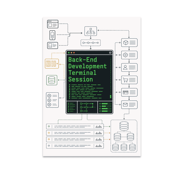 Back-End Development Terminal Session Art - Back-End Developer, 13 x 19 in Glossy Unframed Wall Poster, Vertical
