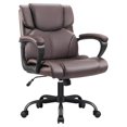 thumbnail image 1 of Back Executive Office Chair Swivel Computer Task Chair with Armrests,Ergonomic Leather-Padded Desk Chair with Lumbar Support (Brown), 1 of 1
