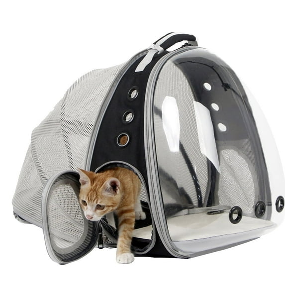 Back Extension Cat Backpack, Space Capsule Transparent Bubble Expandable Pet Carrier for Kitten and Small Dog up to 12 Pounds