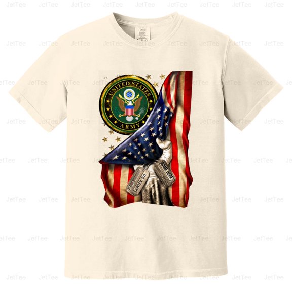 Back&Front Personlized Name - US Army Military Patriotic Comfort Color T-Shirt Unisex, up to 4XL