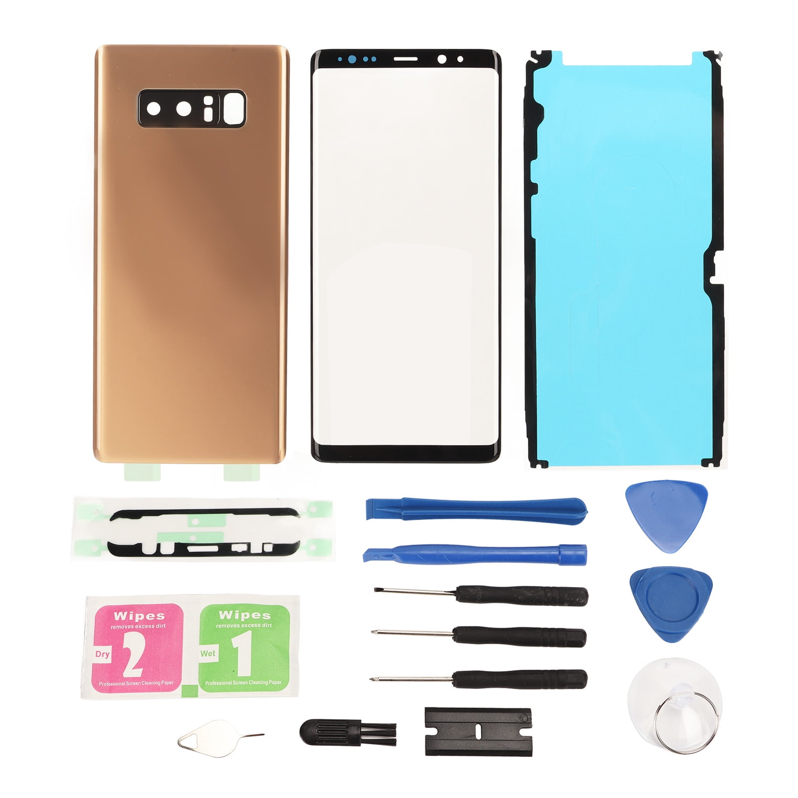 Back Glass Cover Replacement Kit for Samsung Galaxy Note 8 Front Outer Screen Glass Cover Repair Kit Gold
