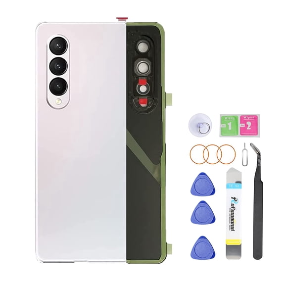 Back Glass Replacement for Samsung Galaxy Z Fold 3 5G with Camera Frame - Pre-Installed Adhesive Tape & Repair ToolsPhantom Silver