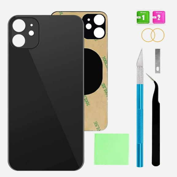 Back Glass Replacement for iPhone 12 - Back Glass Replacement for iPhone 12 6.1 Inches with Repairing Tool Kits(Black)