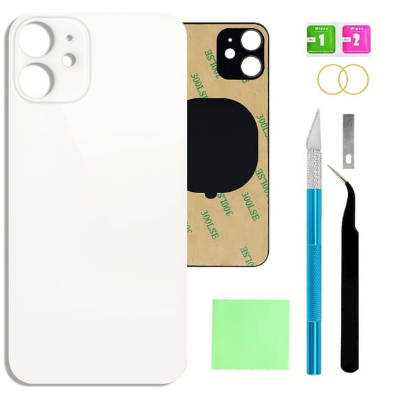 Back Glass Replacement for iPhone 12  -  Back Glass Replacement for iPhone 12 6.1 Inches with Repairing Tool Kits(Silver)