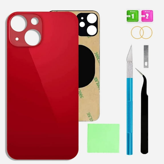 Back Glass Replacement for iPhone 13  -  Back Glass Replacement for iPhone 13 6.1 Inches with Repairing Tool Kits(Red)