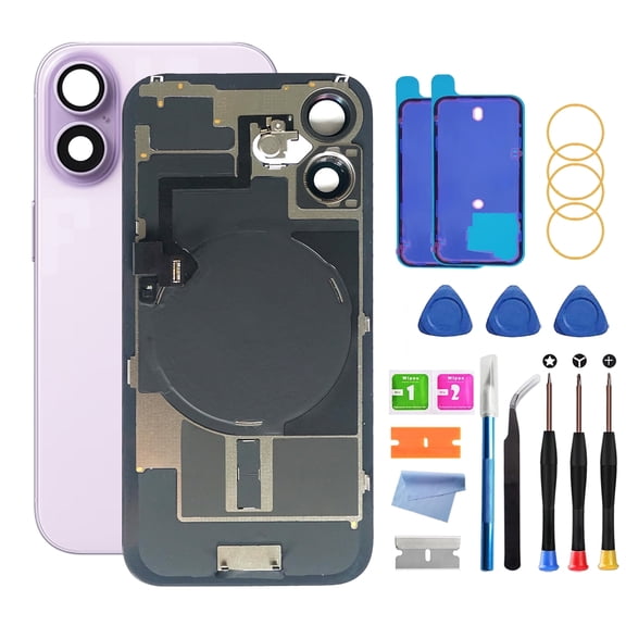 Back Glass Replacement for iPhone 17 with Plate & Flex Cable - Back Glass Replacement for 17 6.3 Inch with Repairing Tool Kits (Lavender)