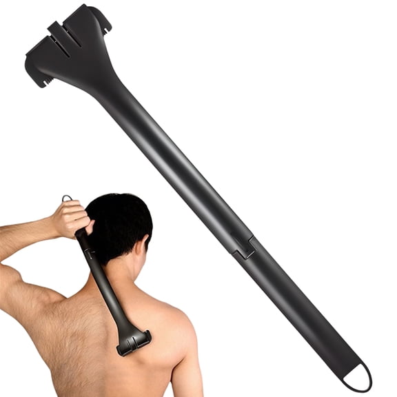 Back Hair Shaver, Foldable Manual Back Razor and Body Groomer for Men Wet Dry