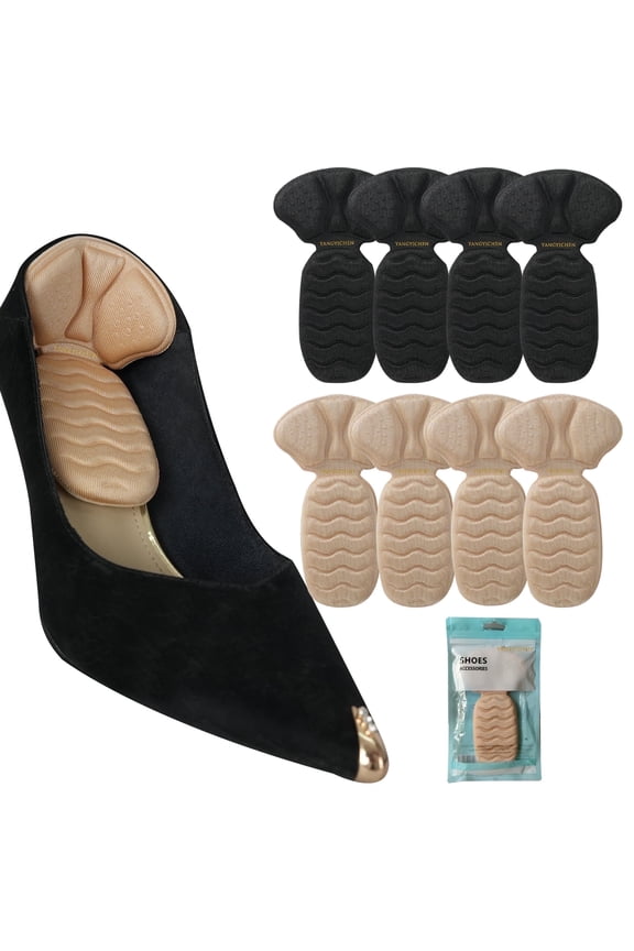 Back of Heel Cushion Pads(4 Pairs)-High Heel Cushion Inserts Pads, Heel Pads for Shoes Too Big, Reusable Heel Guards Liners for Women Men, Improve Shoe Fit