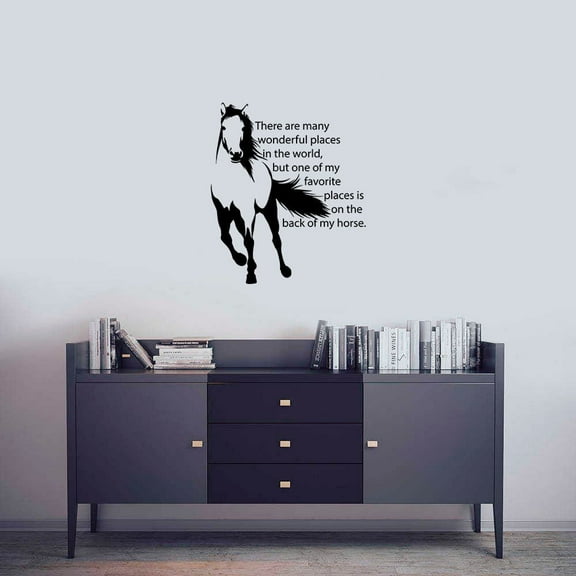 On The Back Of My Horse Equestrian Quote Jumper Horse Jumping Horse Quotes Saying Wall Art Sticker Designs Vinyl Stickers For Home House Walls Rooms Window Bedroom Decoration Size (30x30 inch)