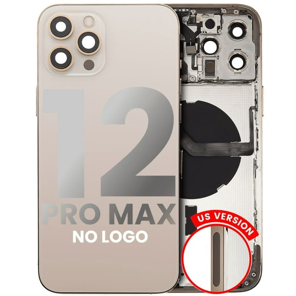 Back Housing W/ Small Components Pre-Installed Compatible With iPhone 12 Pro Max (US) (No Logo) (Aftermarket +) (Gold)