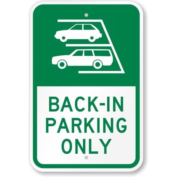 Back In Parking Only Weatherproof Metal Sign Size: 16 x 12 Inch