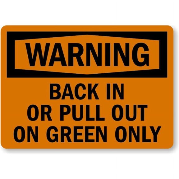 Back In Pull Green Warning Weatherproof Metal Aluminum Sign Size: 8 x 12 Inch