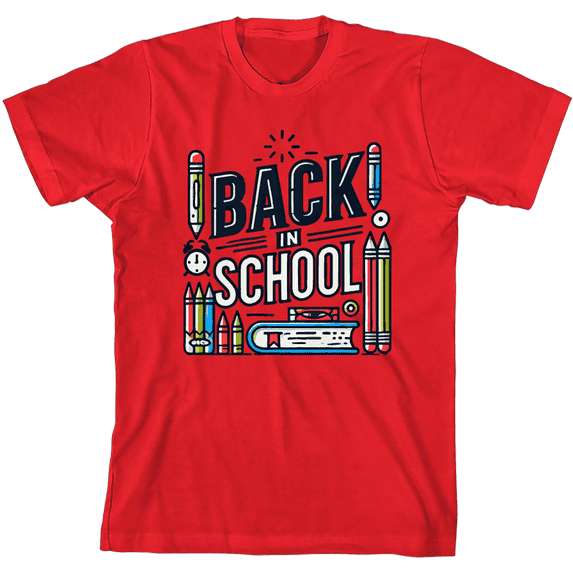 Back In School Adult Red Crew Neck Short Sleeve Tee-XXL