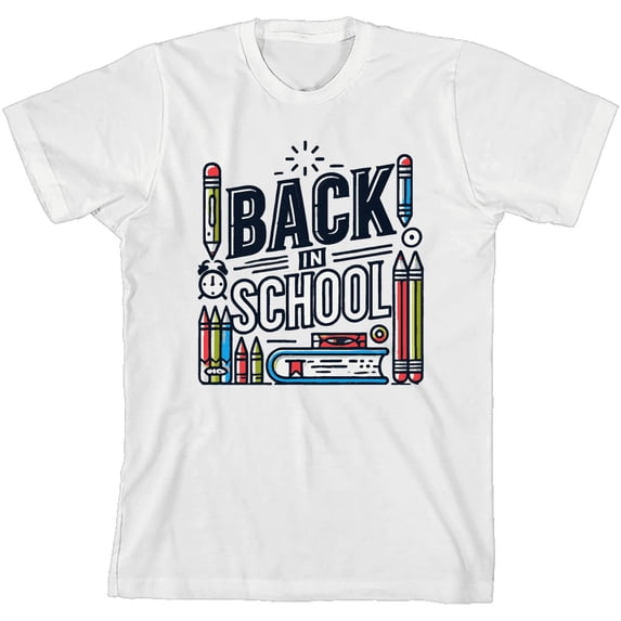 Back In School Adult White Crew Neck Short Sleeve Tee-Medium