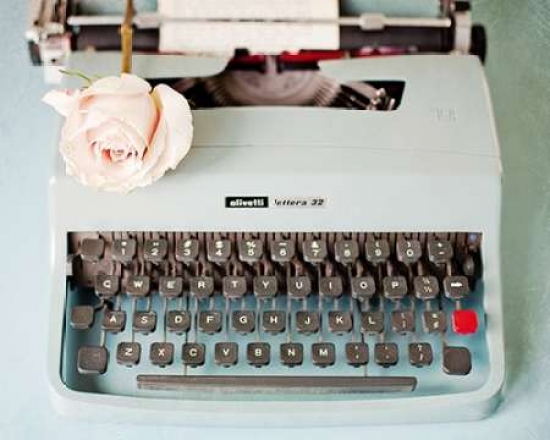 Back In Time Blue Typewriter Canvas Art - Susannah Tucker Photography (20 x 24)