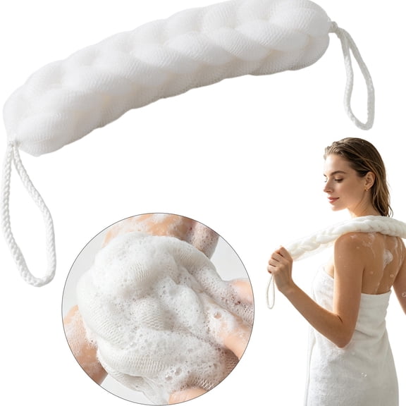 Back Loofah, Long Loofah Back Scrubber for Shower, Body Bath Sponge Ball with Rope Handles, Stretch Exfoliating Mesh Sponge for Men and Women