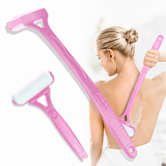 Back Lotion Applicator with Long Handle, Body Lotion Spreader for Hard to Reach Areas, Foldable Lotion Roller for Back, Pink, 1 Pack