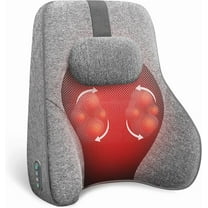 MY Back Lumbar Support Pillow for Office,Car,Heated Back Support with 4 Shiatsu Massage Heads & Heating Function, Memory Foam Lumbar Pillow for Computer Gaming Chair-Gray