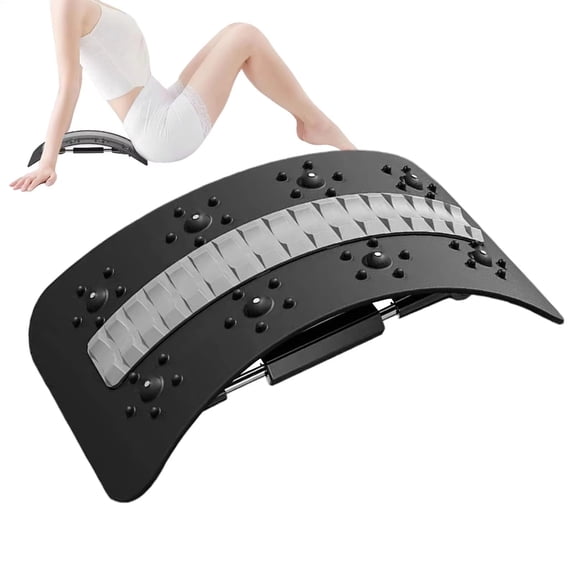 Back Massager Adjustable Lumbar Stretcher with NBR Cushion, Multi-Level Arch, Portable Back & Waist Relaxation Board for Yoga, Home & Office