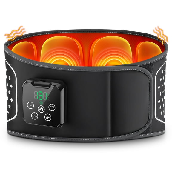 Back Massager Belt with Air Compression, Waist Support Massager Wrap with 6 Heating, 7 Timing, 3 Air Pressure & Vibration Modes, Extension Strap, 4000mAh Battery for Lumbar Relief Fatigue