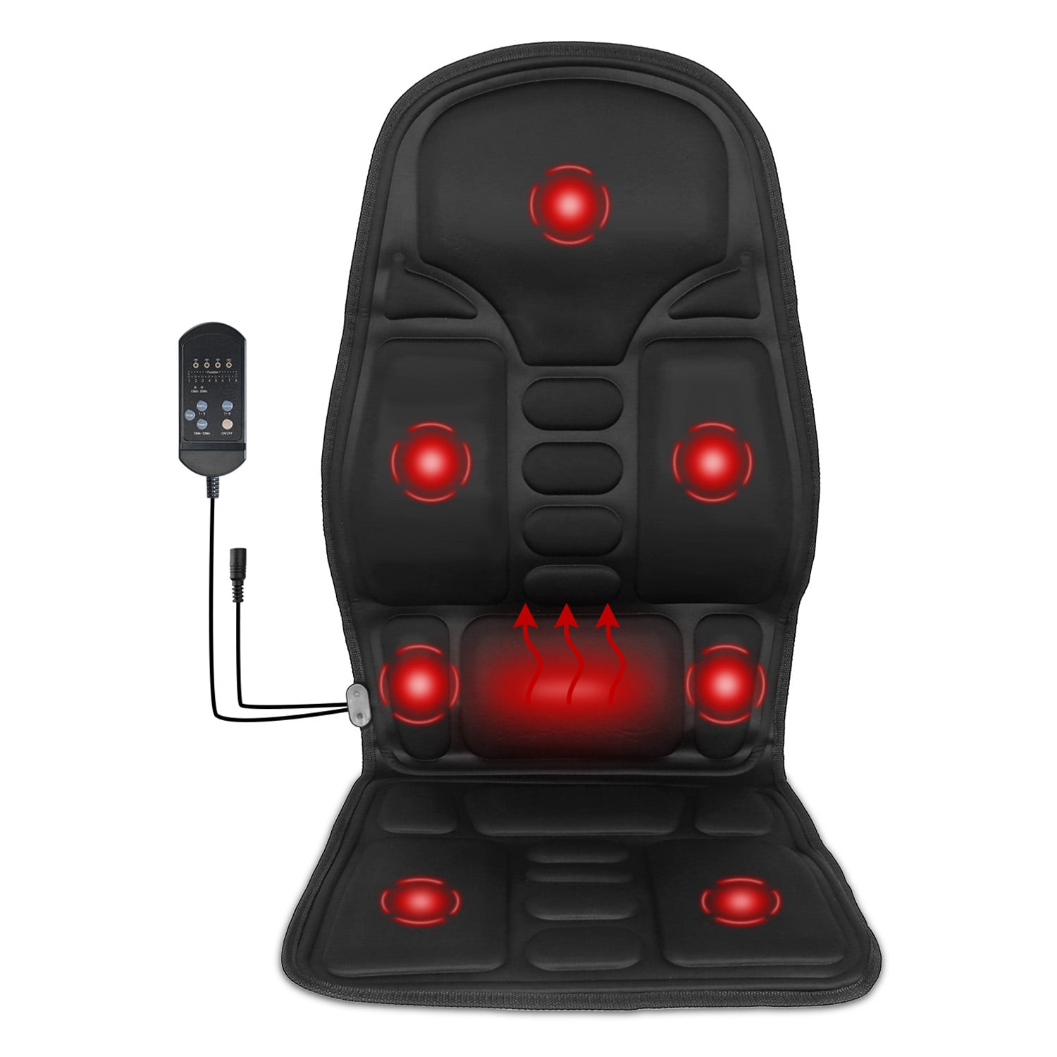 Vibrating Back Massager with Heat Chair Pad Rolling Massage Seat Cushion  Electric Heating Massager Thermal Back Massager for Home Car Use