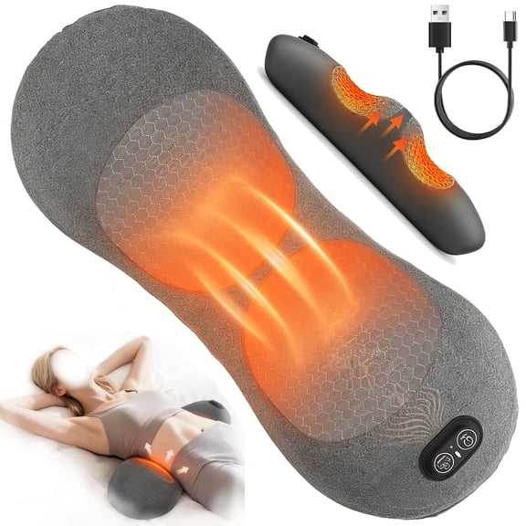 Back Massager With Heat, Lower Back Massager, 3 Heat Levels + Adjustable Vibration Frequencies, Deep Relaxation With One Click, Ergonomic Design