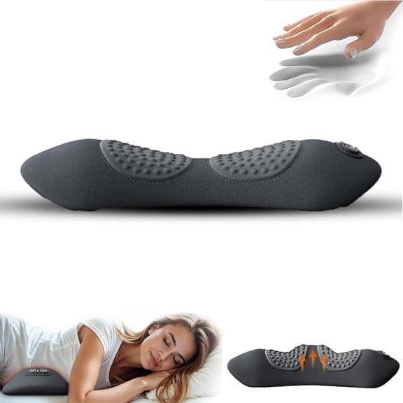 Back Massager with Heat, 3-In-1 Traction & Vibration for Sciatica & Lower Back Pain Relief, Ergonomic Lumbar Support