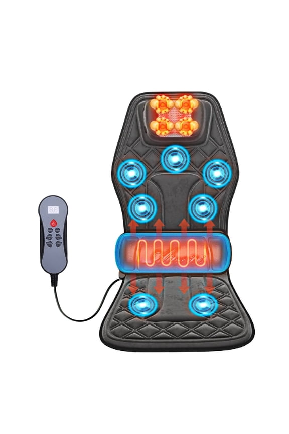 Seat Massager Cushion with Heat & Vibration, Deep Tissue Back & Neck Massage, Chair Pillow for Home, Office, Car