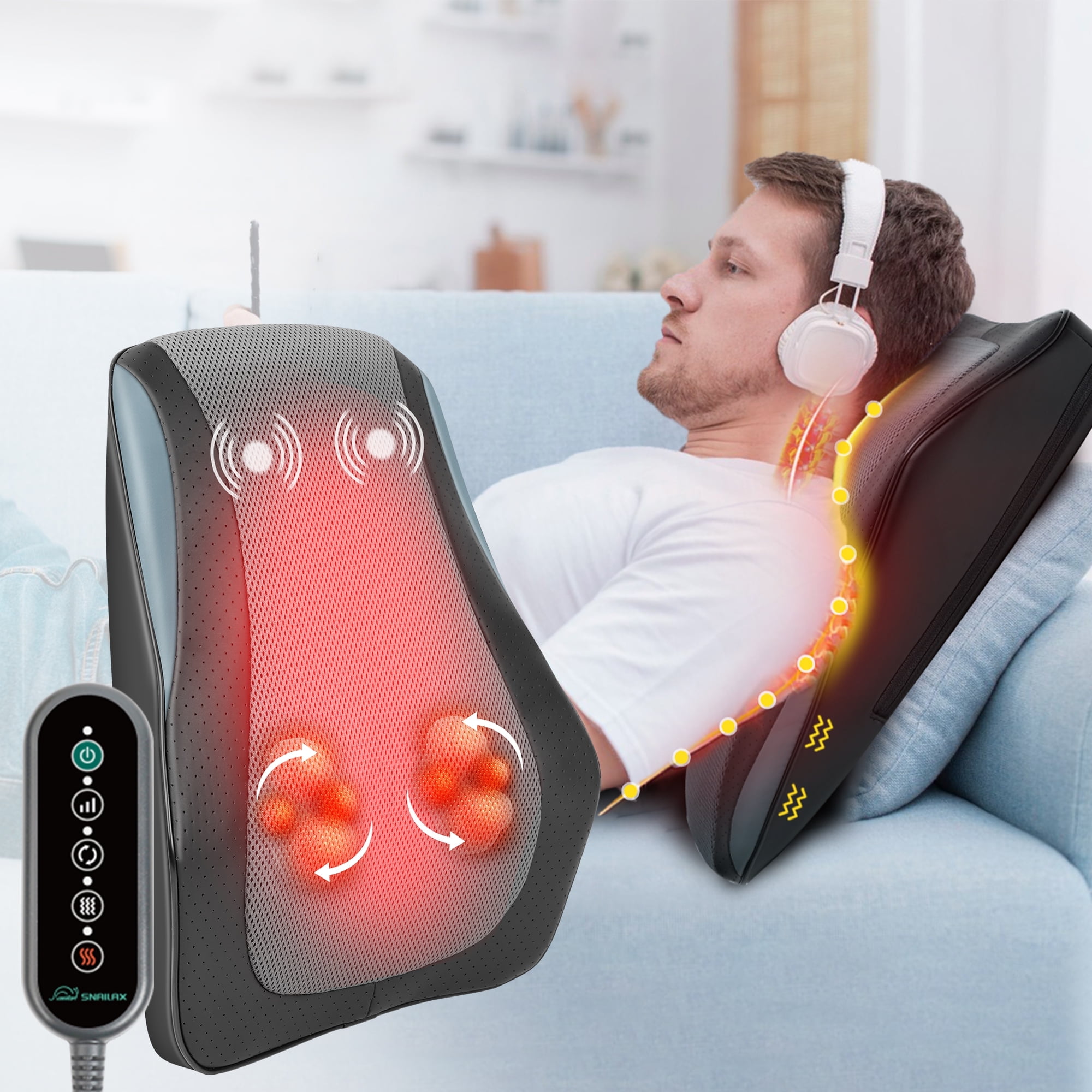 Back Massager with Heat, Snailax Shiatsu Back and Neck Massager