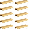 thumbnail image 1 of Back Mount Finger Edge Pull,Happon 10Pcs Gold Aluminum Hidden Handles Concealed Finger Pull Handles Invisible Tab Pulls with Screws for Drawer, Cabinet,Wardrobe Door (150mm/5.9in), 1 of 7