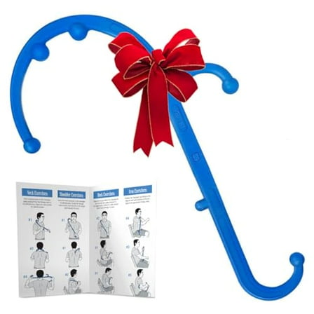 Back and Neck Massager - Trigger Point Massage Tools for Pain Relief and Manual Massage Hook Therapy Handheld Back Neck Shoulder Massager Blue - Gift for Women & Men