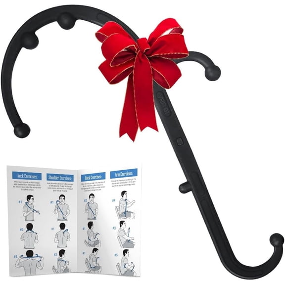 Back and Neck Massager - Trigger Point Massage Tools for Pain Relief and Manual Massage Hook rapy Handheld Back Neck Shoulder Massager Black - Gift for Women & Men