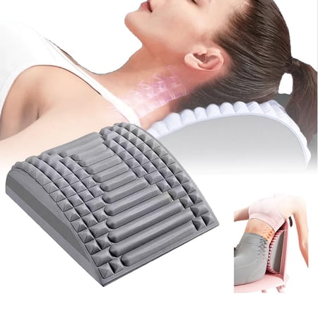 Back and Neck Support Stretcher Massager for Back and Cervical Pain Relief, Muscle Relaxation, Orthopedic Back and Neck Stretcher, Spinal Support Equipment for Herniated Discs(Grey)