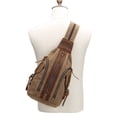 thumbnail image 1 of Back New Retro Chest Bag Men's Crazy Horse Leather Canvas Bag, 1 of 2