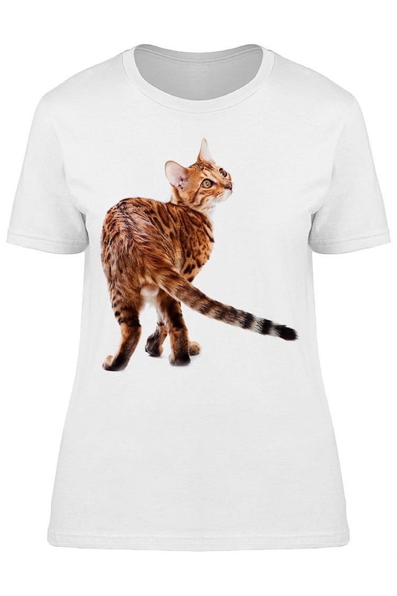 Back Of Male Bengal Cat T-Shirt Women -Image by Shutterstock, Female Medium