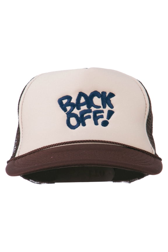 Back Off Embroidered Foam Mesh Cap - Brown Tan OSFM