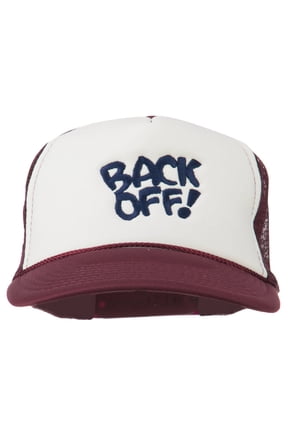 Back Off Embroidered Foam Mesh Cap - Maroon White OSFM