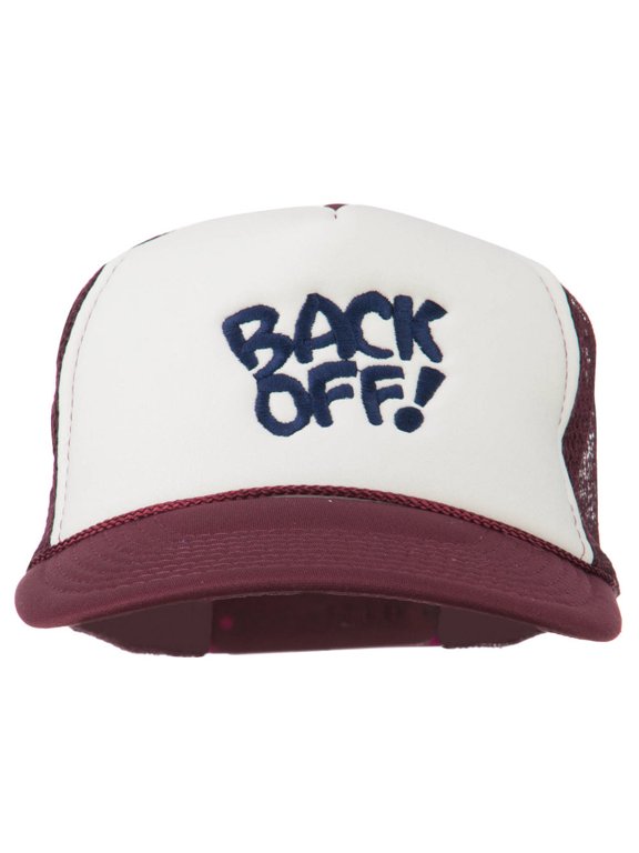 Back Off Embroidered Foam Mesh Cap - Maroon White OSFM