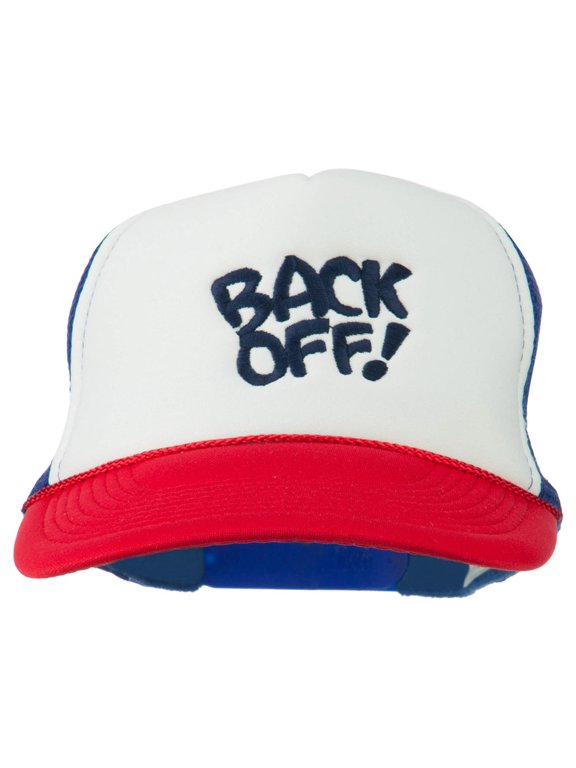 Back Off Embroidered Foam Mesh Cap - Red White Royal OSFM