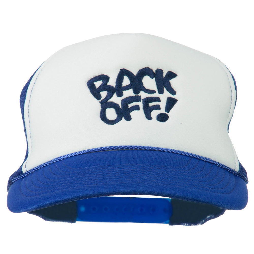 Back Off Embroidered Foam Mesh Cap - Royal White OSFM - Walmart.com