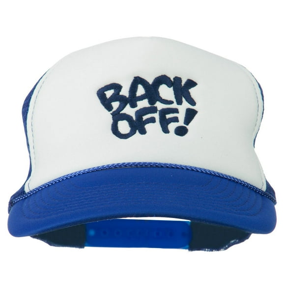 Back Off Embroidered Foam Mesh Cap - Royal White OSFM