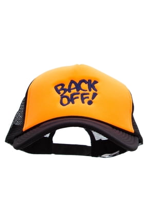 Back Off Embroidered Neon Polyester Foam Front Big Size Mesh Cap - Black Orange XL-3XL