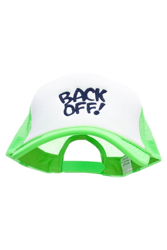 Back Off Embroidered Neon Polyester Foam Front Big Size Mesh Cap - Neon Green XL-3XL