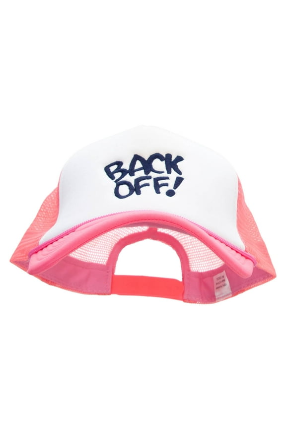 Back Off Embroidered Neon Polyester Foam Front Big Size Mesh Cap - Neon Pink XL-3XL