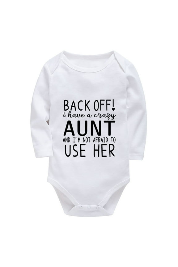 Back Off I Have A Crazy Aunt Baby Outfits for Boys Long Sleeve Coming Home Outfit for Baby Boy White Baby Onsies0-3 Months F