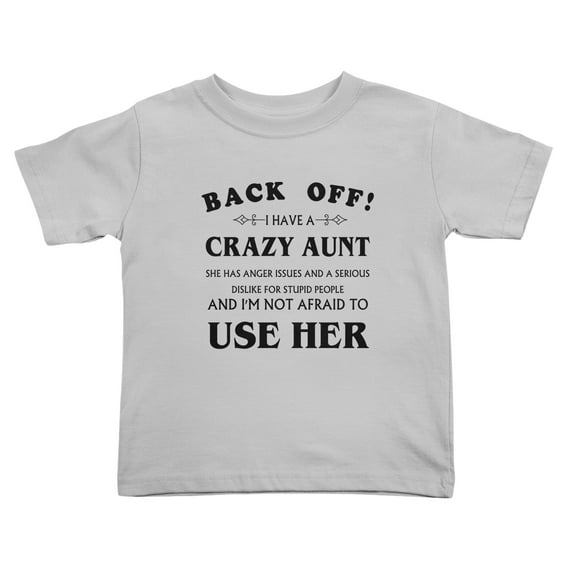 Back Off I Have A Crazy Aunt Cute Toddler T Shirts for Boys Girls (Gray, 2T)