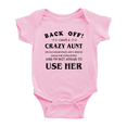 thumbnail image 1 of Back Off I Have A Crazy Aunt Funny Baby Boy Short Sleeve Bodysuit Newborn-24 Months, 1 of 5