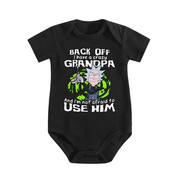 Back Off! I Have A Crazy Grandpa, And I'm Not Afraid to Use Him - Funny Grandparent Gift Baby Bodysuit Black-style 3-6M
