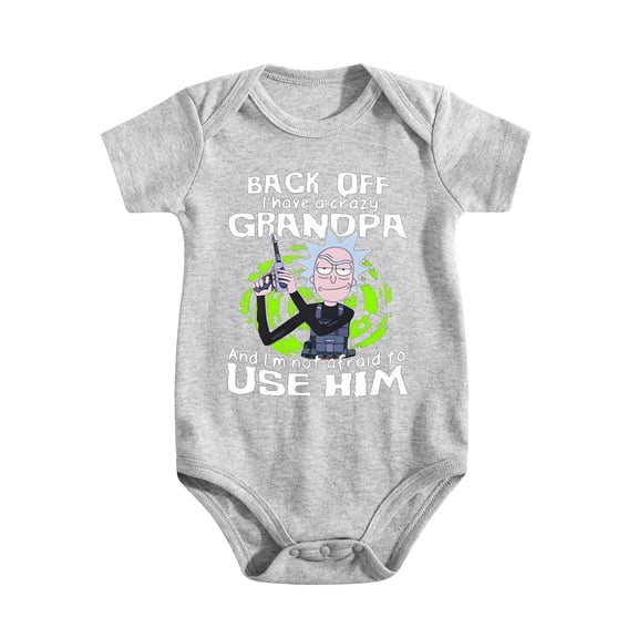 Back Off! I Have A Crazy Grandpa, And I'm Not Afraid to Use Him - Funny Grandparent Gift Baby Bodysuit Light Gray-style 0-3M
